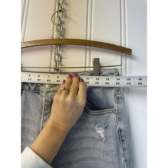 Almost Famous Women Jeans Size  5 Blue Denim Distressed Thrashed Straight Leg - Picture 5 of 11